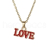 5Pcs 5 Colors Valentine's Day Theme Alloy Enamel Word Love Pendant Necklaces NJEW-JN05222-6
