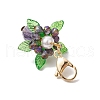 Glass & Acrylic & Shell Pearl Flower Pendant Decorations HJEW-MZ00209-05-4