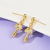 Mushroom Brass Dangle Stud Earrings EJEW-F895-12G-2