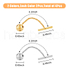 SUPERFINDINGS 4Pcs 2 Colors Men's Brass Tie Tack Clutch with Chain KK-FH0007-42-2