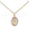 Natural Gemstone Oval with Leaf/Eye/Tree Pendants Necklaces NJEW-JN04395-5