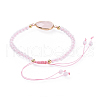 Adjustable Natural Rose Quartz Braided Bead Bracelets BJEW-JB04559-04-3