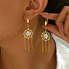 Bohemian Style Stainless Steel Tassel Evil Eye Hoop Earrings for Women BI4782-1