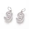 Brass Micro Pave Clear Cubic Zirconia Charms ZIRC-L092-09-P-1