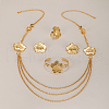 Exquisite Zinc Alloy Middle Eastern Flower Cuff Bangle & Earrings & Necklaces & Rings Set for Women CV9566-1