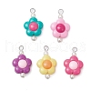 Two Tone Opaque Acrylic Beads with 304 Stainless Steel Flat Head Pins Pendants PALLOY-JF03483-02-1