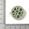 Brass Micro Pave Clear Cubic Zirconia and Glass Flat Round Connector Charms KK-I276-33G-4