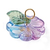 50Pcs Transparent Glass Flower with Acrylic Leaf Charms PALLOY-JF02260-50A-3