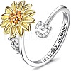 Adjustable Brass Rhinestone Rotating Cuff Rings FS-WG5B177-07-1