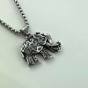 Vintage Punk Stainless Steel Hollow Elephant Pendant Necklaces for Men WB1988-4