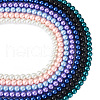 Kissitty 7 Strands 7 Colors Baking Painted Pearlized Glass Pearl Round Bead Strands HY-KS0001-01-3