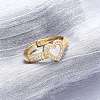 Brass Micro Pave Cubic Zirconia Shell Cuff Rings KK-D363-24B-G-4