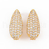 Brass Micro Pave Clear Cubic Zirconia Twister Clasps KK-S354-320-NF-1