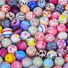 Printed Round with Ghost Pattern Silicone Focal Beads SI-JX0056A-127-4