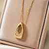 Elegant Brass Micro Pave Clear Cubic Zirconia Hollow Teardrop Pendant Necklaces for Daily Wear LN6440-1-1