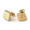 Glass Square Stud Earrings EJEW-Q781-20G-2