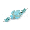 Dyed Synthetic Turquoise Turtle Rondelle Beaded Connector Charms PALLOY-JF04013-02-5
