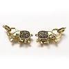 Brass Micro Pave Black Cubic Zirconia Lobster Claw Clasps ZIRC-I052-05G-2
