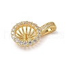 Brass Micro Pave Clear Cubic Zirconia Stud Earring Findings KK-D369-04G-2