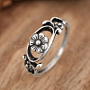Hollow Out Oval with Flower Pattern Brass Finger Rings for Women FS-WG14675-01-1