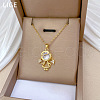 Brass Pave Clear Cubic Zirconia Girl Pendant Necklaces FS-WG30BB7-01-5