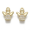 Brass Micro Pave Clear Cubic Zirconia Charms KK-S348-530-NF-1
