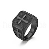 Square with Cross Pattern 304 Stainless Steel Finger Rings for Men FS-WGAC6B1-09-2
