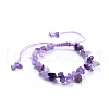 Adjustable Natural Amethyst Chip Beads Braided Bead Bracelets BJEW-JB04392-02-1