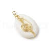 2Pcs 2 Colors Natuarl Cowrie Shell Vortex Copper wire Warpped Pendants PALLOY-JF03319-4
