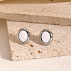 Stainless Steel White Enamel Oval Stud Earrings for Women PG1145-7-2