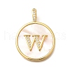 Rack Plating Brass Micro Pave Clear Cubic Zirconia Pendants with Shell KK-M309-42G-W-1