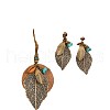 Bohemian Style Leaf Alloy & Wood Pendant Necklaces & Dangle Earrings Sets WG5D754-01-5