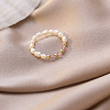 Mother's Day Jewellery Natural Freshwater Pearl with Glass Beaded Stretch Finger Rings WGD00E3-02-1