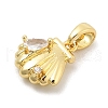 Rack Plating Leaf Brass Clear Cubic Zirconia Pendants KK-S407-13G-G-2