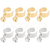 8Pcs 4 Style 304 Stainless Steel Open Cuff Rings Set with Charms RJEW-AB00009-1