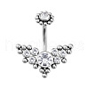 316L Surgical Stainless Steel Cubic Zirconia Wing 15 Gauge Belly Button Rings WG4371E-01-1