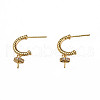 Brass Pave Clear Cubic Zirconia Stud Earring Findings KK-N233-389-6