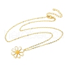 Brass White Enamel Flower Pendant Necklaces for Women NJEW-S449-07G-4