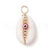 Natural Cowrie Shell Pendants PALLOY-JF02662-01-2