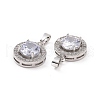 Brass Micro Pave Clear Cubic Zirconia Pendants KK-E068-VC440-3