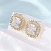 Brass Micro Pave Clear Cubic Zirconia Stud Earrings EJEW-F373-06G-4