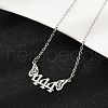 201 Stainless Steel Number 444 with Butterfly Wings Pendant Necklaces NJEW-P332-01B-P-1