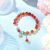 Natural Striped Agate Round Beaded Bracelets BJEW-JB11924-03-1