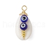 Acrylic Imitation Shell & Evil Eye Lampwork Pendants PALLOY-JF02876-3