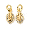 Brass Micro Pave Clear Cubic Zirconia Charms KK-Z044-25G-1