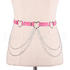 Heart Alloy Curb Chain with Imitation Leather Tassel Waist Chains FS-WGCEF59-07-1