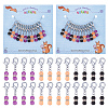 Halloween Theme Glass Beaded Gourd Charm Locking Stitch Markers HJEW-PH01709-1