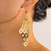 Elegant Rhombus Tassel Brass Hoop Earrings KA5049-1