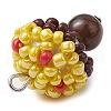 Seed Beads & Natural Tiger Eye Beaded Charms PALLOY-MZ00333-03-4