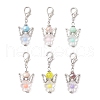 6Pcs Flower Angel Glass & Acrylic Pendant Decorations HJEW-MZ00235-1